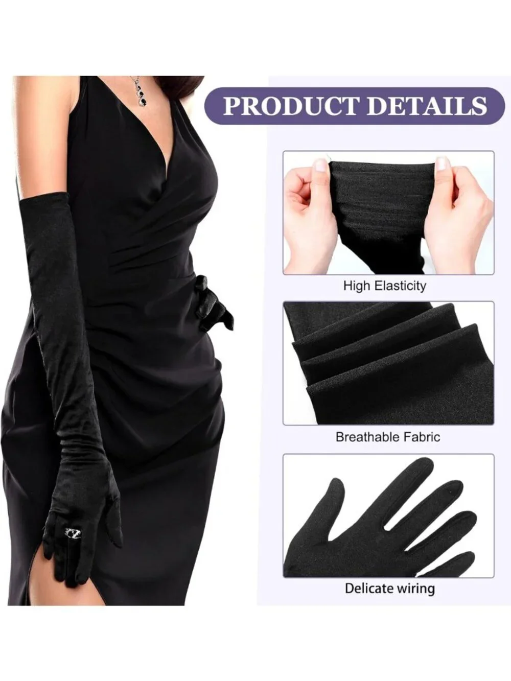 Elegant Long Satin Gloves for Women - 12 Pairs Elbow Opera Costume Formal Wear